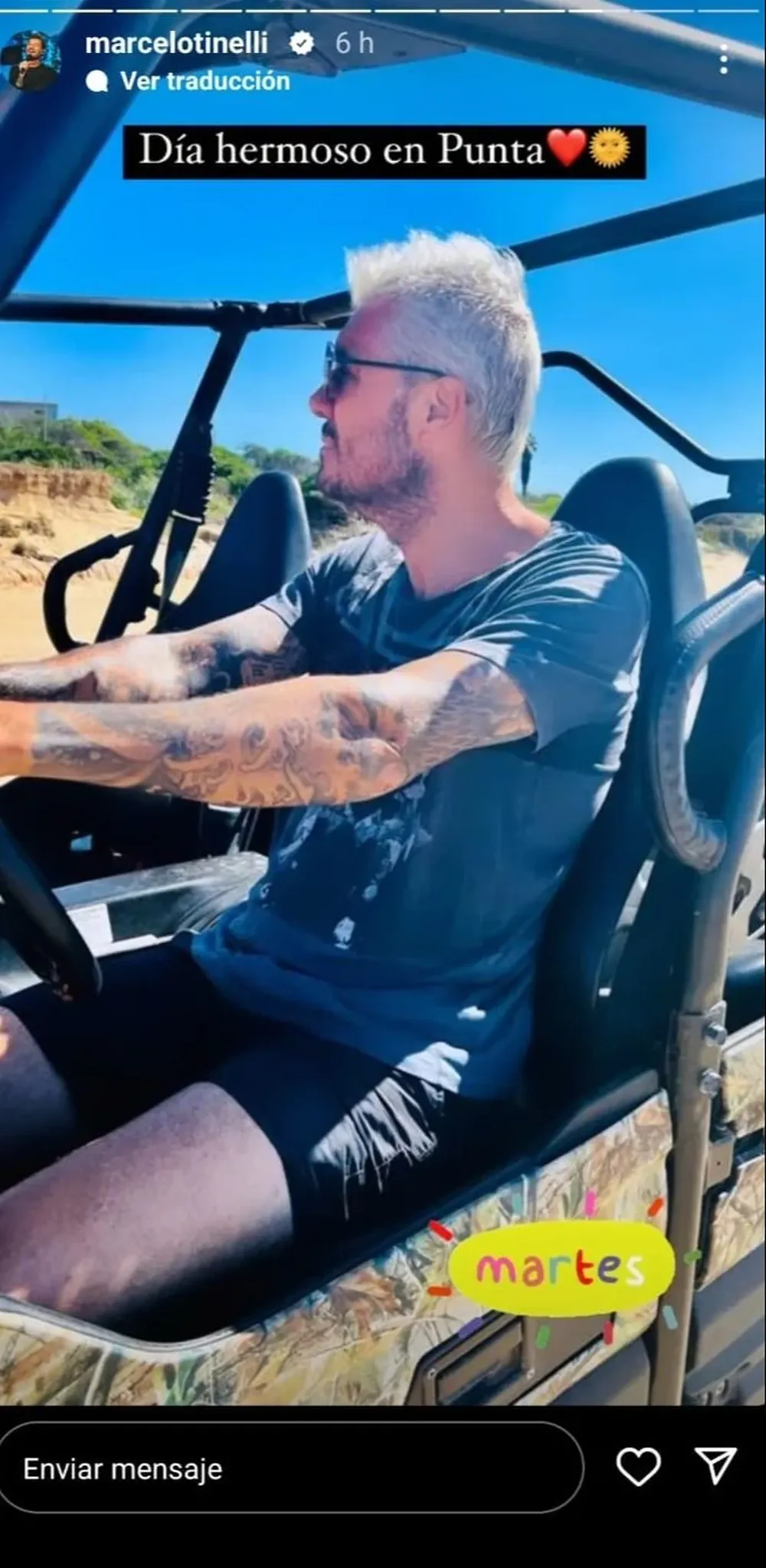 Tinelli subió esta foto a sus historias de Instagram