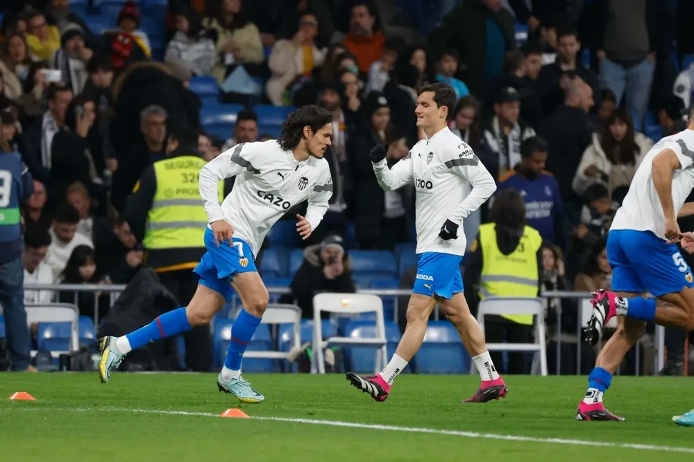 Edinson Cavani en un partido anterior de Valencia