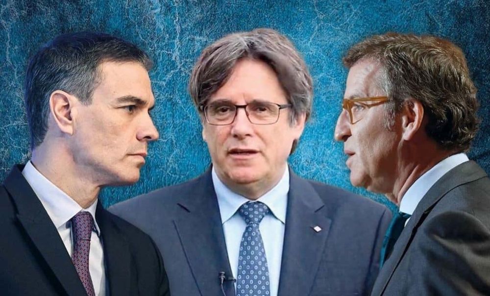 Pedro Sánchez, Carles Puigdemont y Alberto Núñez Feijóo