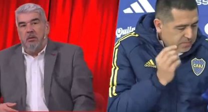 El Chavo Fucks y Juan Román Riquelme en plena discusión; este es el momento en el que el presidente de Boca Juniors, abandonó el móvil en vivo que le estaban haciendo