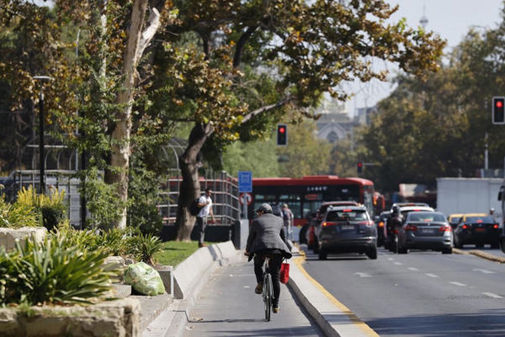 Ciclovía en Santiago de Chile.&nbsp;