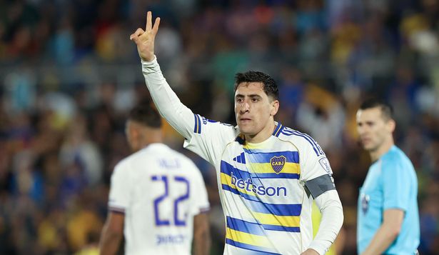 Miguel Merentiel celebra su gol contra Recoleta por la Copa Sudamericana