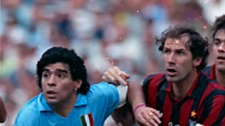 Maradona y Baresi en un Napoli-Milan