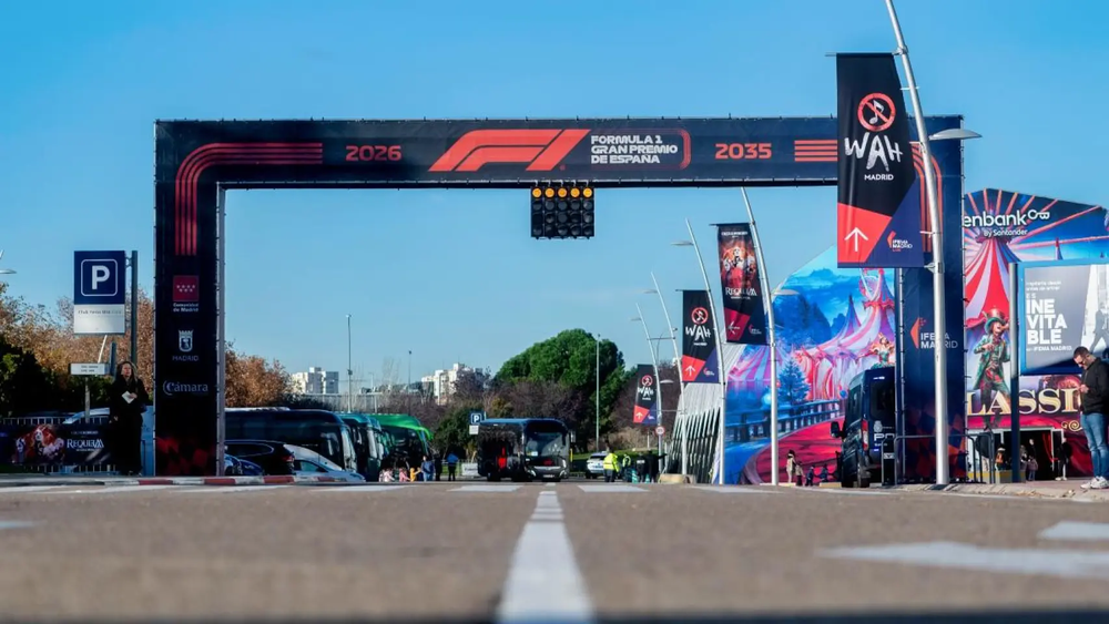 Arco de salida que tendrá el Gran Premio de España de Fórmula 1, en Ifema Madrid