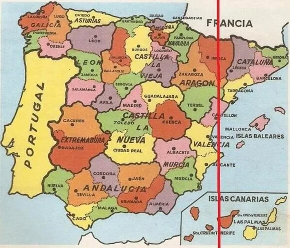 El Meridiano de Greenwich en España