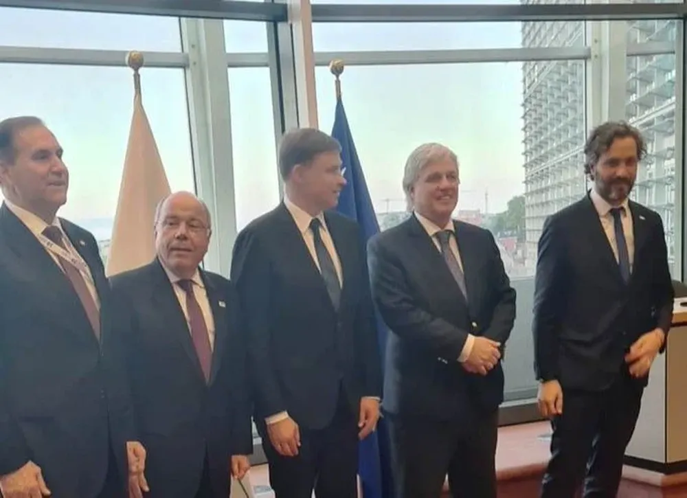 Cancilleres del mercosur con el comisario de comercio de la UE