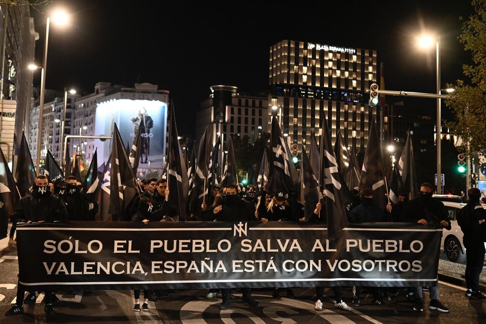 Una imagen de la protesta en la calle Ferraz. Foto: EFE.