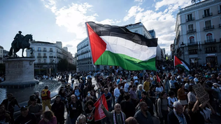Manifestación en apoyo a Palestina en la Puerta del Sol de Madrid el 18 de mayo