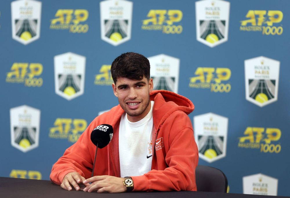 Carlos Alcaraz en rueda de prensa.