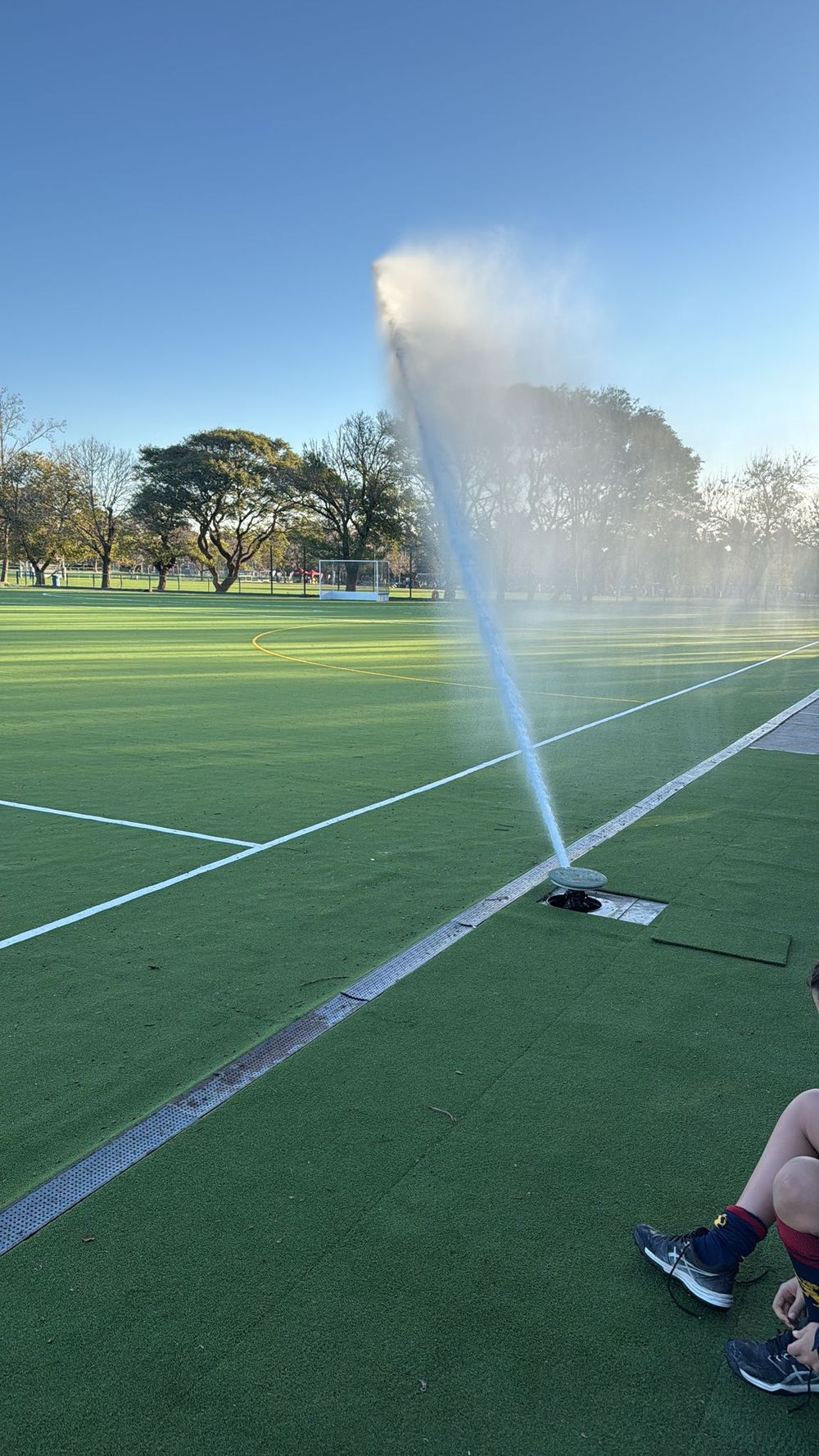 El sistema de riego de la cancha nueva