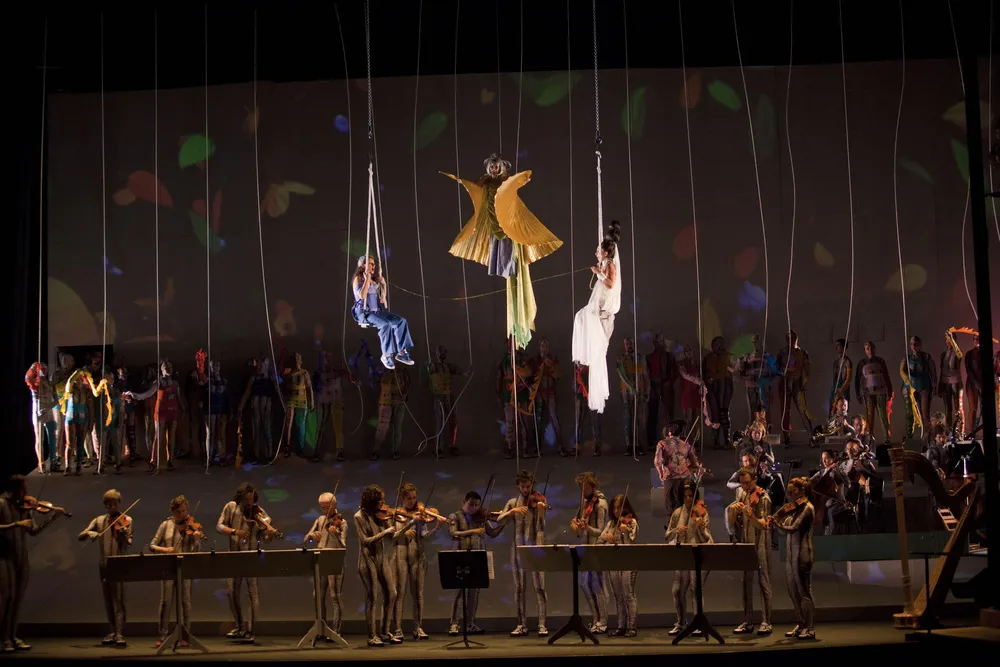 Los músicos se integran a la escena en el espectáculo de Orfeo Ed Euridice