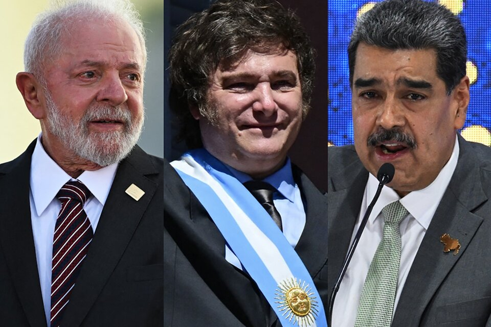 Lula da Silva, Javier Milei y Nicolás Maduro