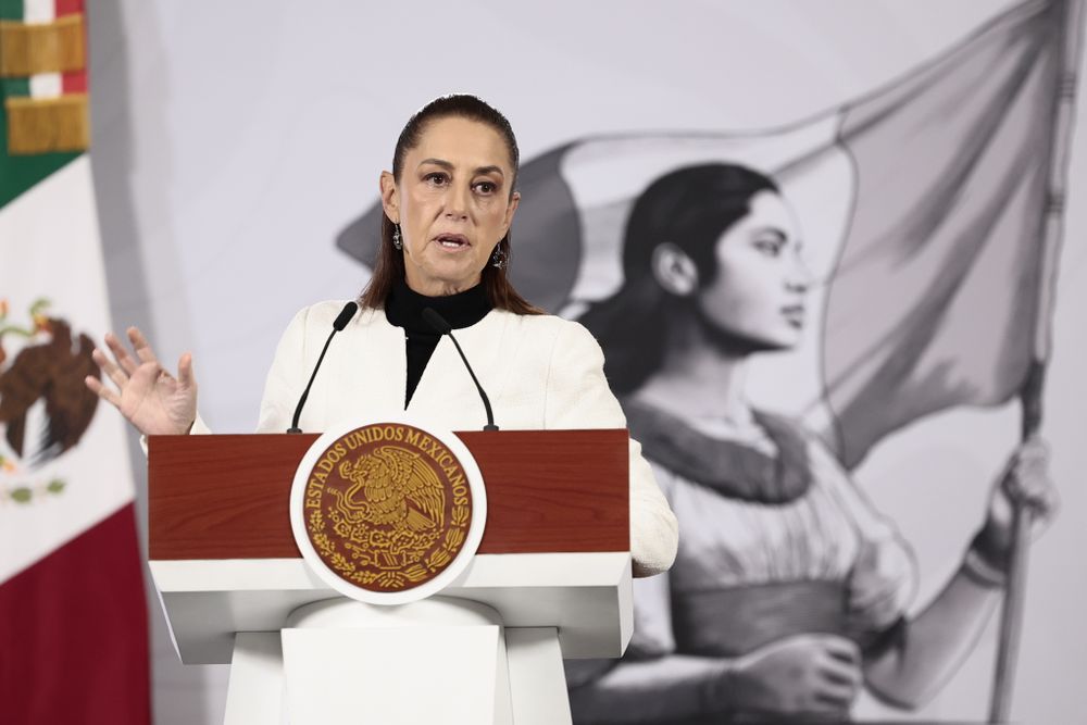 Claudia Sheinbaum durante la conferencia de prensa de este viernes
