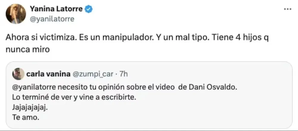 Tweet de Yanina Latorre