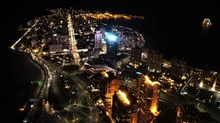 Vista aérea de la península de Punta del Este. Foto de archivo.