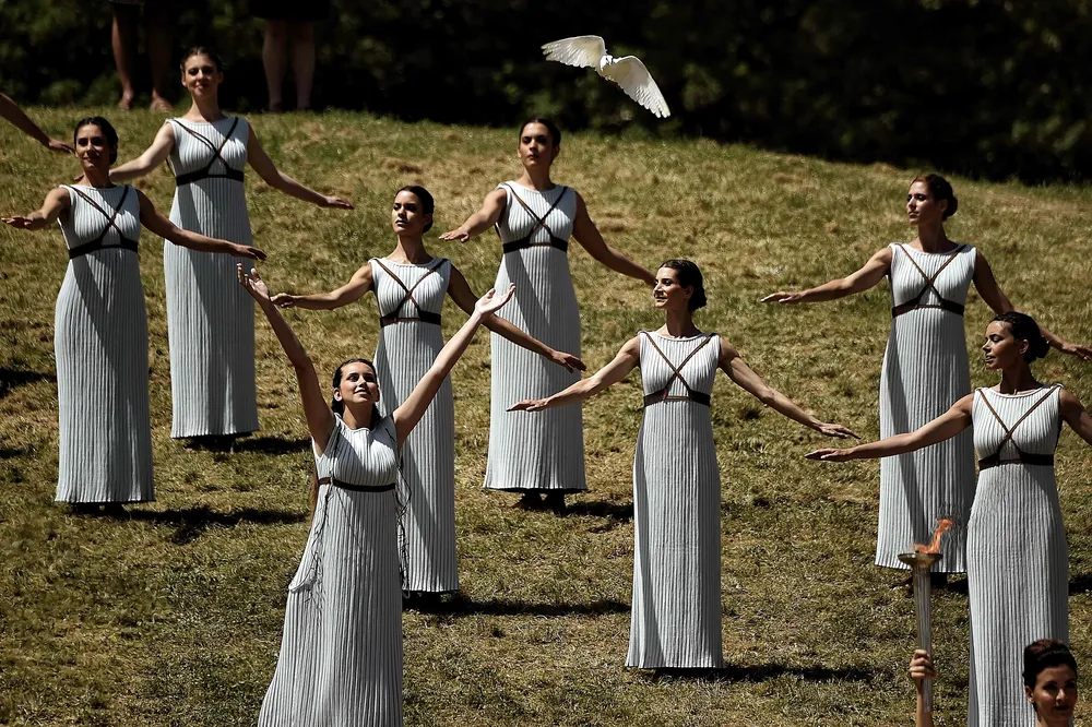 La ceremonia de encendido de la llama olímpica