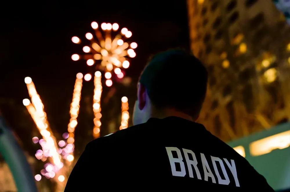 Un fanático de Tom Brady en el show del Super Bowl