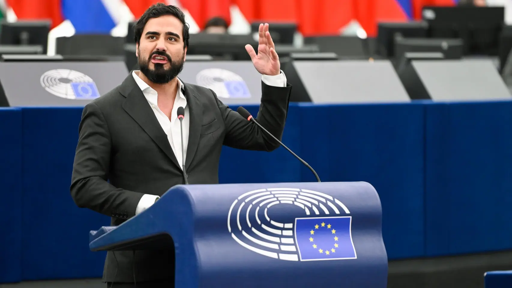 El eurodiputado de SALF, Alvise Pérez, durante una intervención ante el pleno de la Eurocámara&nbsp;