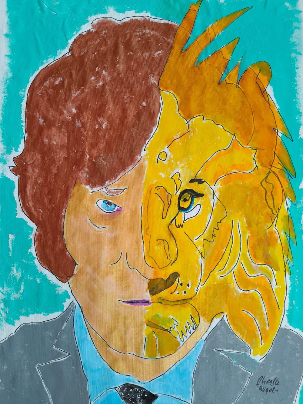 Retrato de Javier Milei, que le obsequio un artista español.