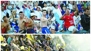 Las hinchadas de Nacional y Peñarol