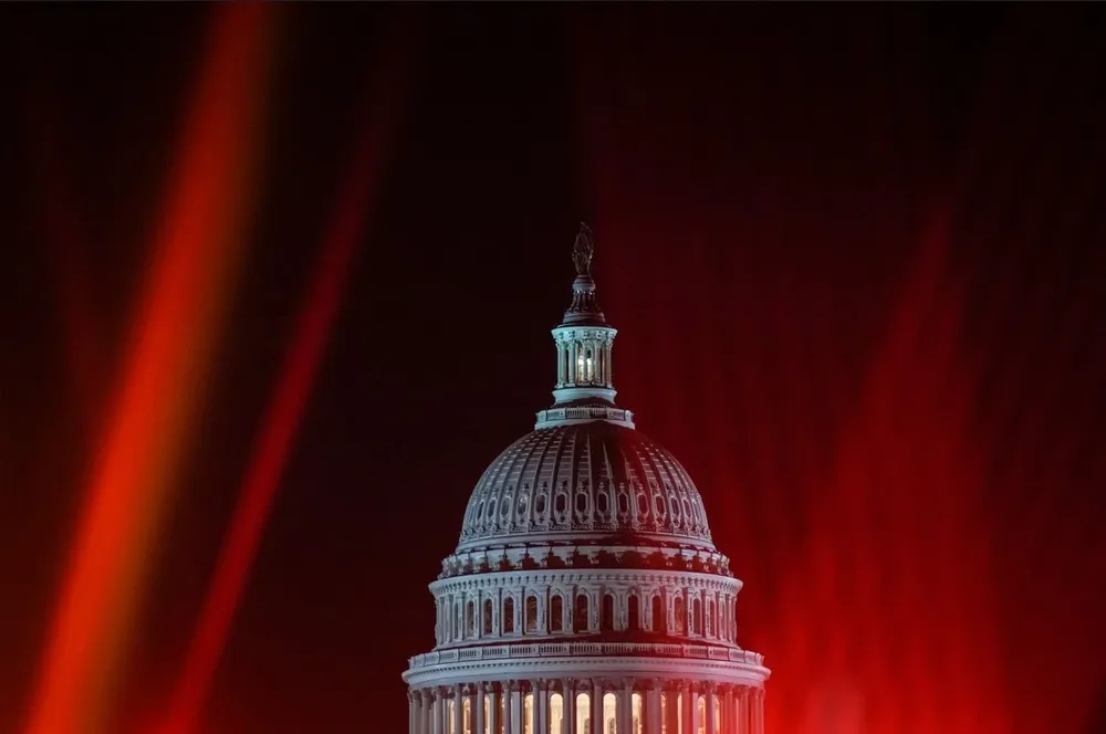 El Capitolio de Estados Unidos en la noche de este jueves 5 de enero