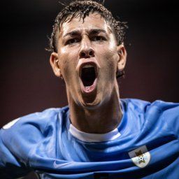 Juan Rodríguez de la selección de Uruguay sub 20 celebra la victoria ante Chile Juan Rodríguez de la selección de Uruguay sub 20 celebra la victoria ante Chile