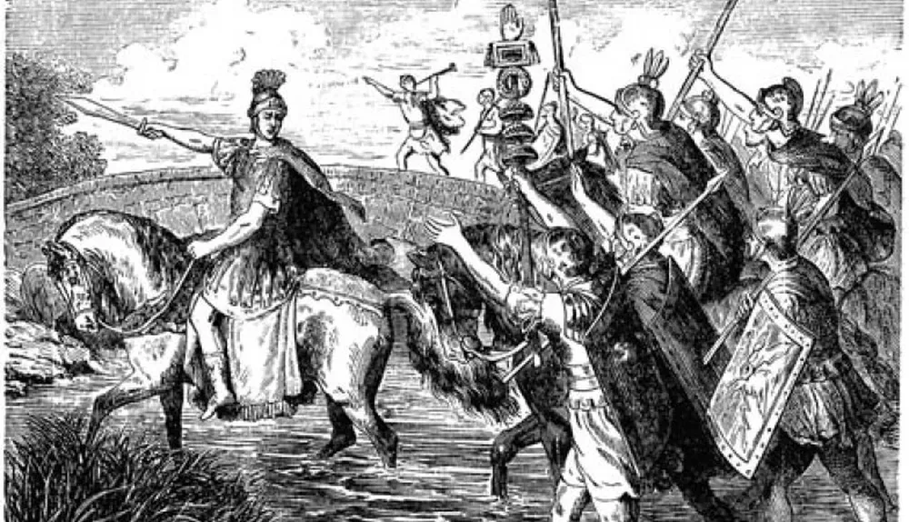 Julio César al cruzar el río Rubicón