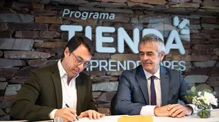 El gerente de Tienda Inglesa, Juan Manuel Parada y el presidente de la Cámara de Industrias, Alfredo Antía