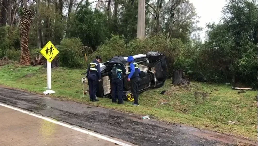 Así quedó el auto en el que viajaba Álvaro Delgado y su chofer