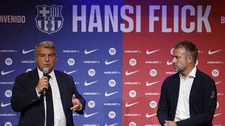 Joan Laporta y Hansi Flick &nbsp;