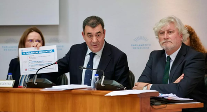 El consejero de Educación, Ciencia, Universidades, Román Rodríguez, en su comparecencia esta mañana en el Parlamento gallego