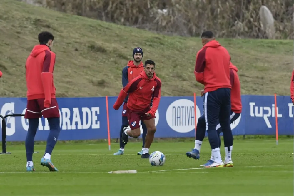 Luis Suárez en pleno entrenamiento