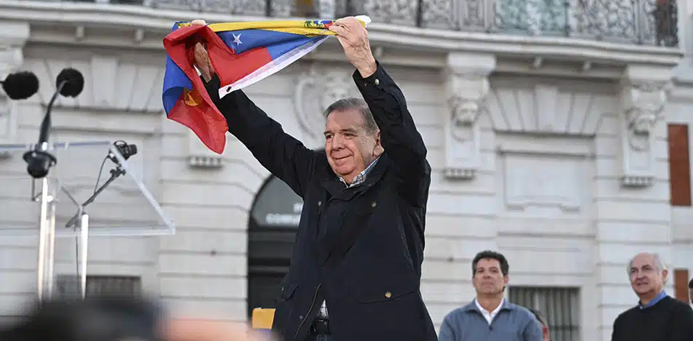 Edmundo González Urrutia en una manifestación de venezolanos en Madrid