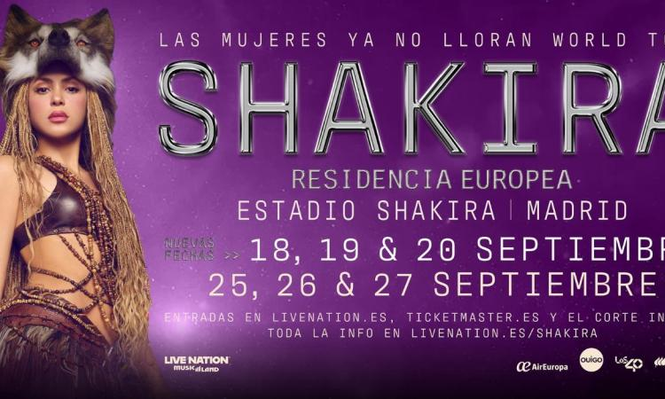 Los conciertos de Shakira anunciados para septiembre en Madrid.