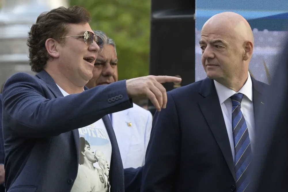 Alejandro Domínguez y Gianni Infantino, este viernes en Doha