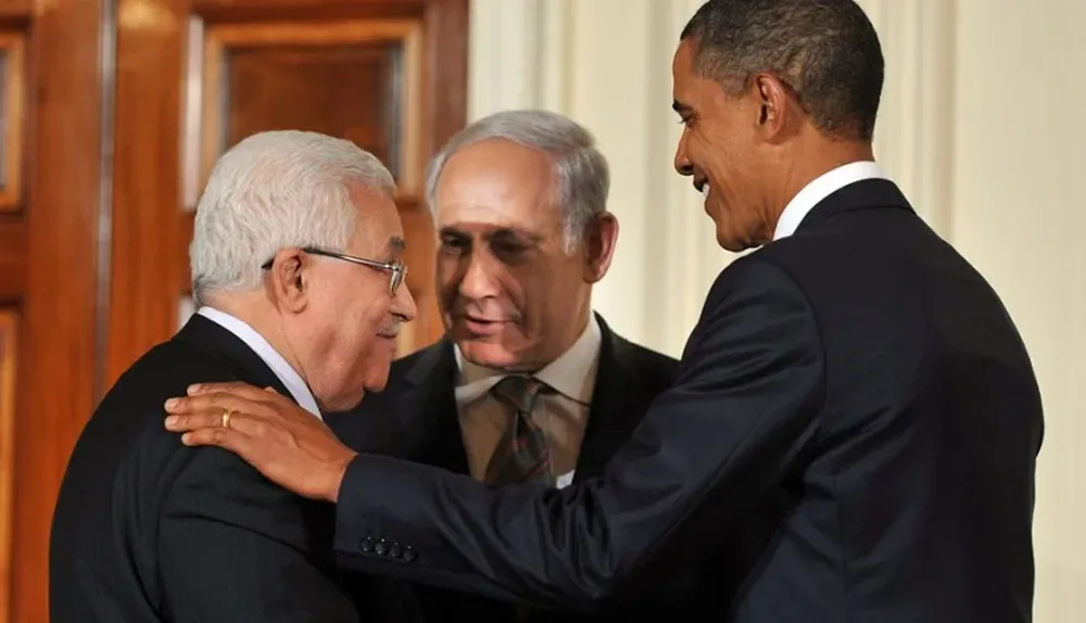 Mahmud Abbas, Benjamín Netanyahu y Barack Obama