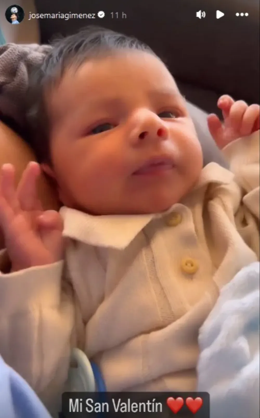 Santiago, el hijo de José María Giménez, tiene 17 días de nacido