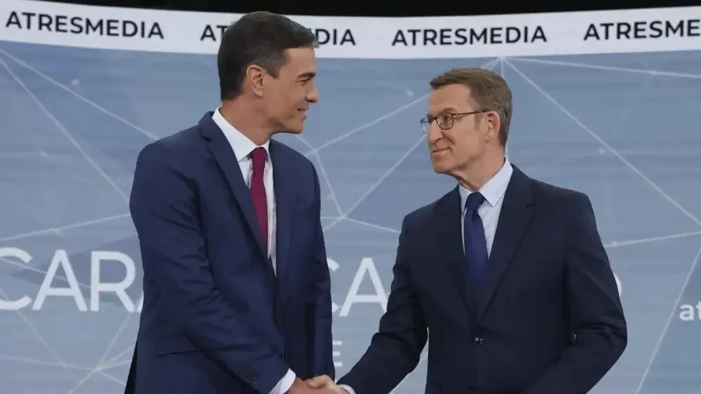 Pedro Sánchez y Alberto Núñez Feijóo, en el último debate antes del 23J.