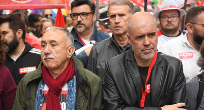 El secretario general de UGT, Pepe Álvarez y el secretario general de CC.OO, Unai Sordo