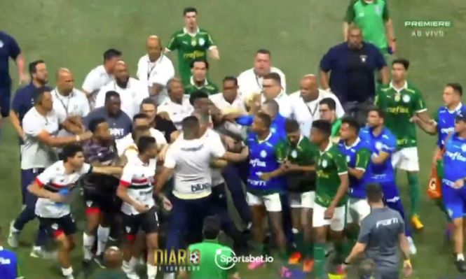 Pelea en Palmeiras vs Sao Paulo