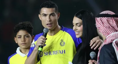 Ronaldo, Georgina y su familia en la presentación en Al Nassr