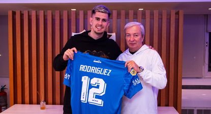 Randall Rodríguez y Fabián Berlanga, presidente de Vélez
