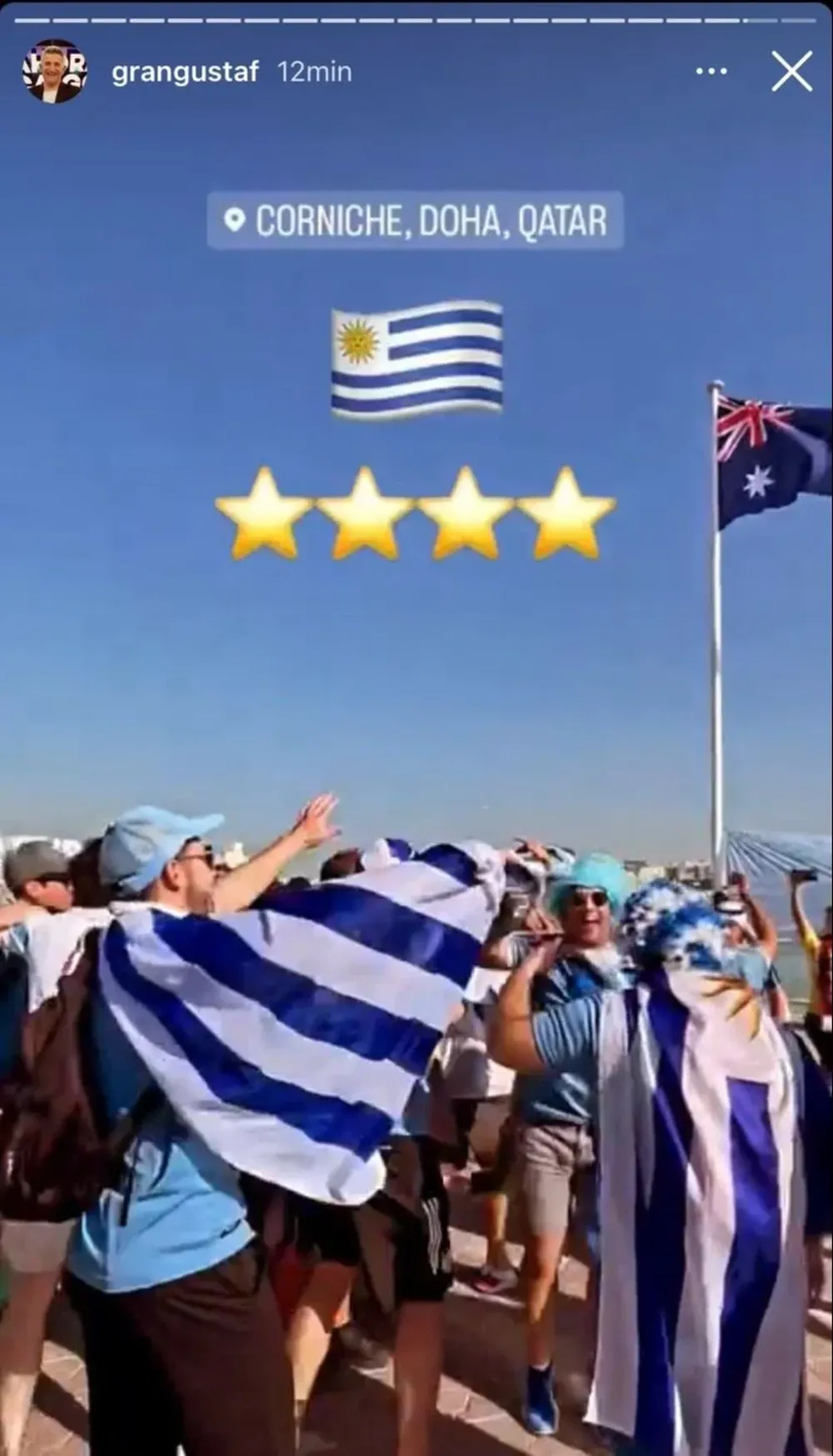 Banderazo uruguayo en Doha en la previa del debut en el Mundial Qatar 2022