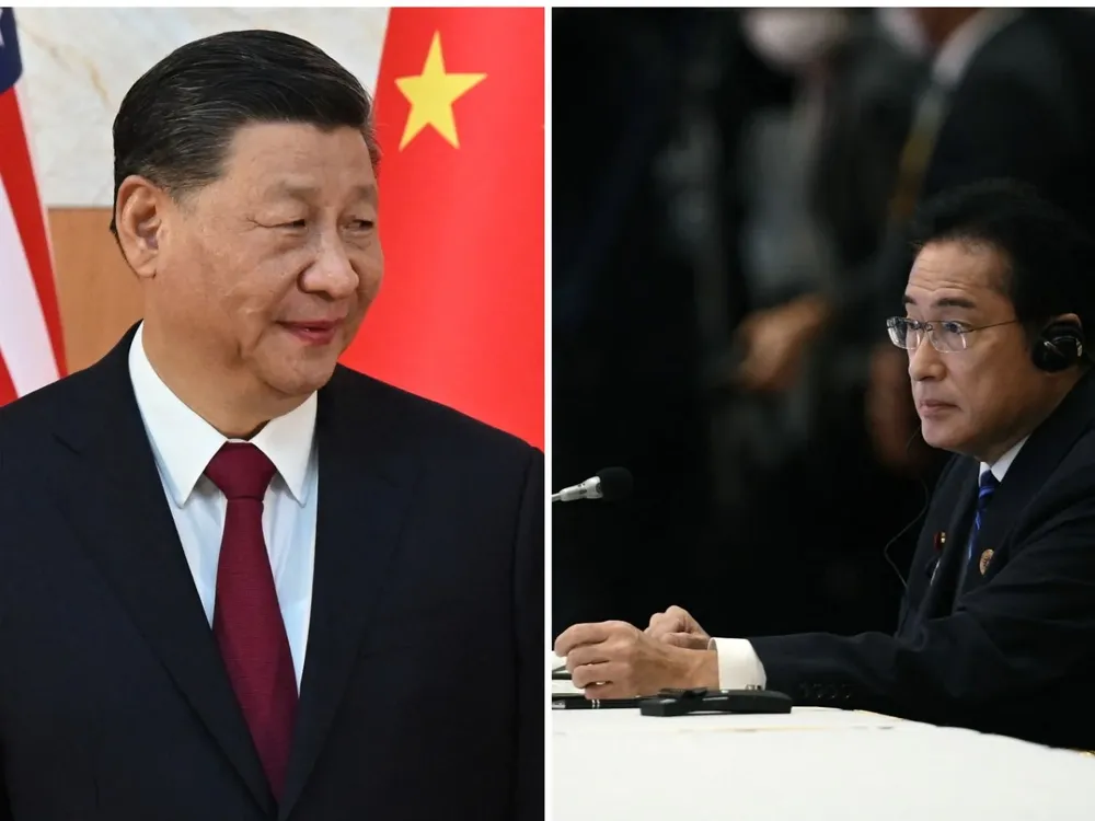 El presidente chino Xi Jinping y el primer ministro japonés Fumio Kishida