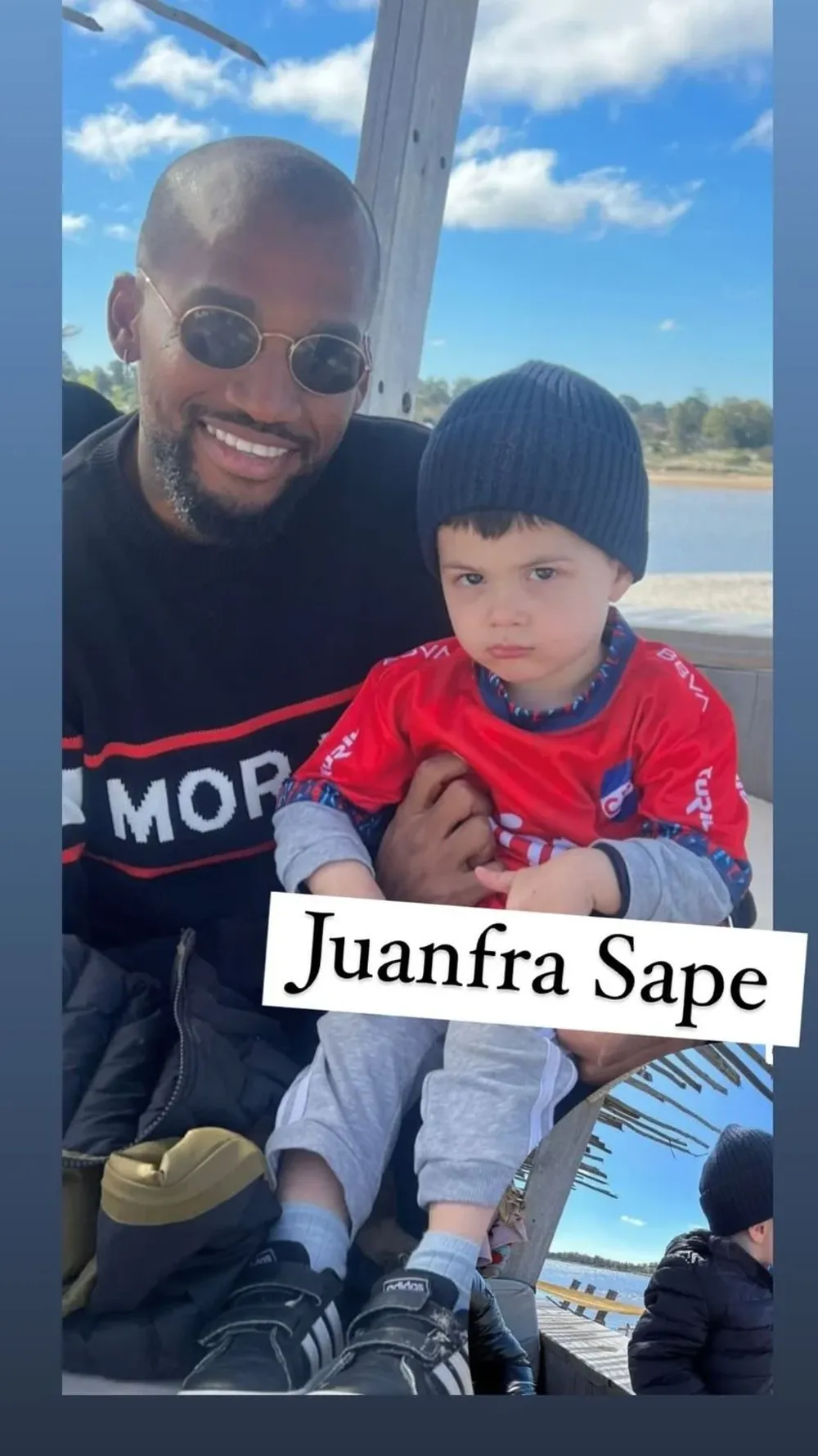 La foto de Luis Mejía con el hijo menor del Colo Ramírez y Anto Lima