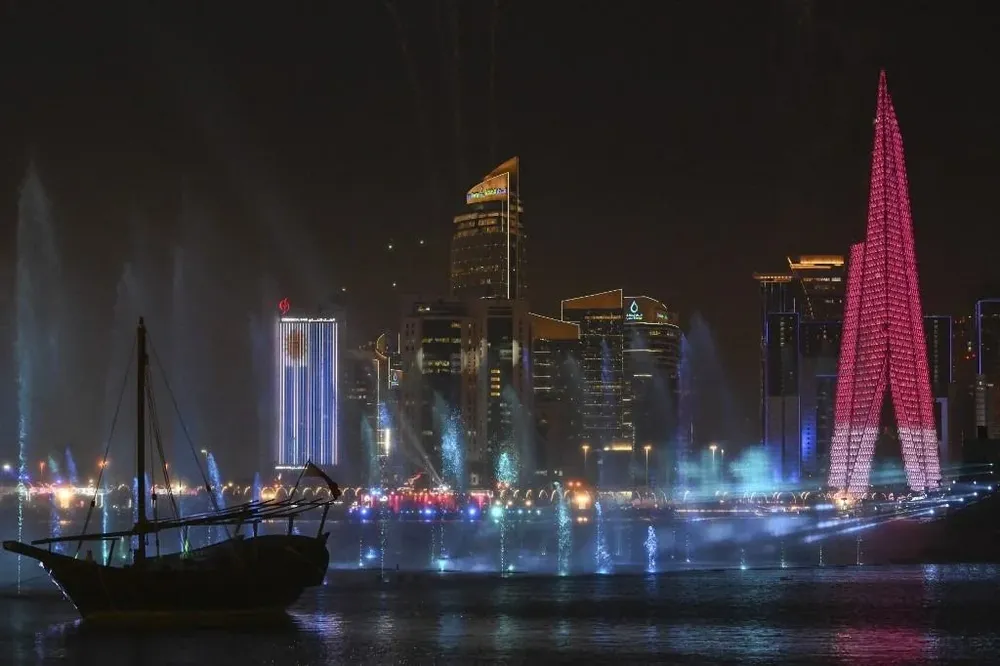 La bandera uruguaya en Doha