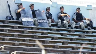 Solo la guardia policial, estuvo en la tribuna del Troccoli