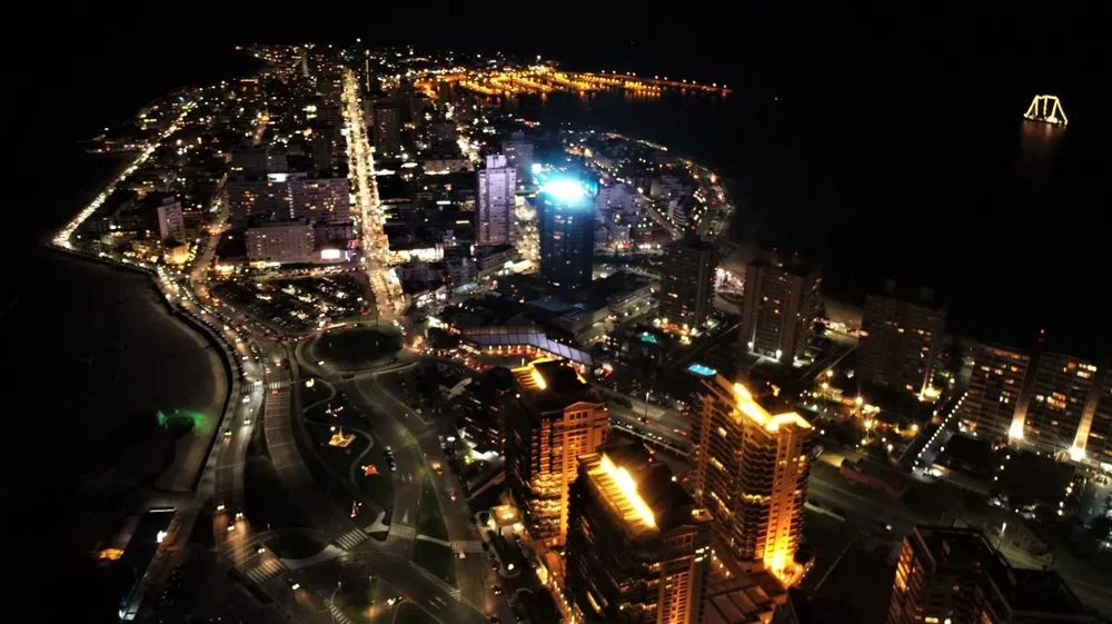 Vista aérea de la península de Punta del Este. Foto de archivo.