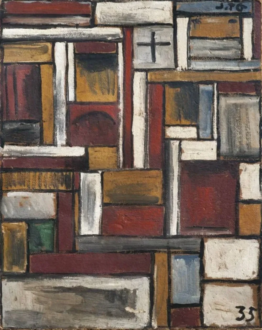 Constructivo, un óleo sobre cartón de Joaquín Torres García