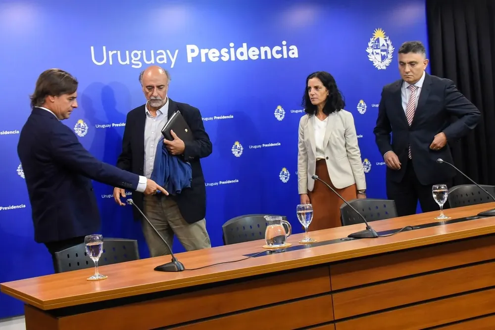 Conferencia de prensa del gobierno, este lunes, en la Torre Ejecutiva